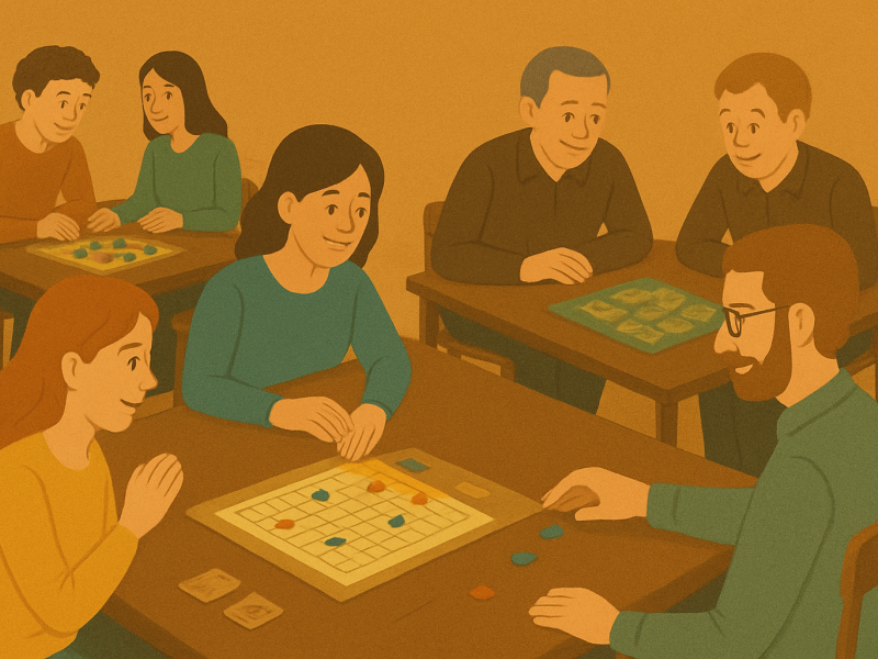 Brætspilsdag i Elværket. AI genereret billede.