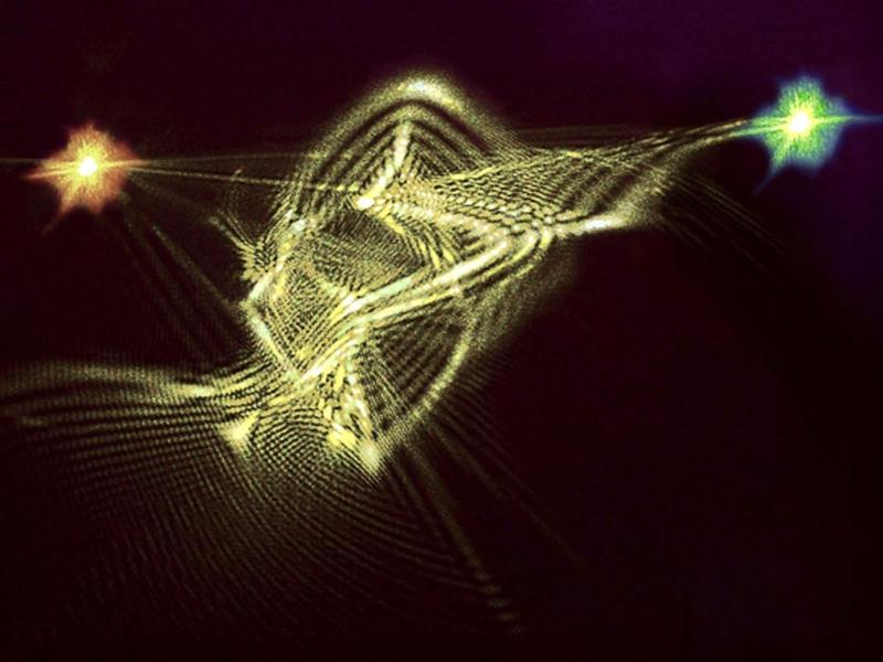 Kvantecomputeren. 'Offentlige foredrag i Naturvidenskab' og 'Aarhus Universitet'. Illustration: Mette Høst, Niels Bohr Institutet.