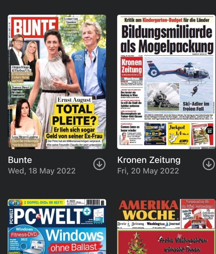 I appen PressReader kan du gratis læse aviser på tysk med dit bibliotekslogin