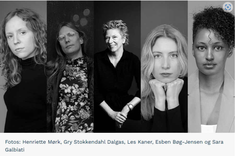Pressefoto: De fem nominerede forfatterdebutanter. 
